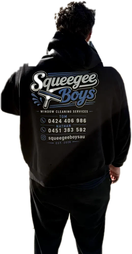 Nathan and Tom of Squeegee Boys working on a job with pure-water window cleaning gear