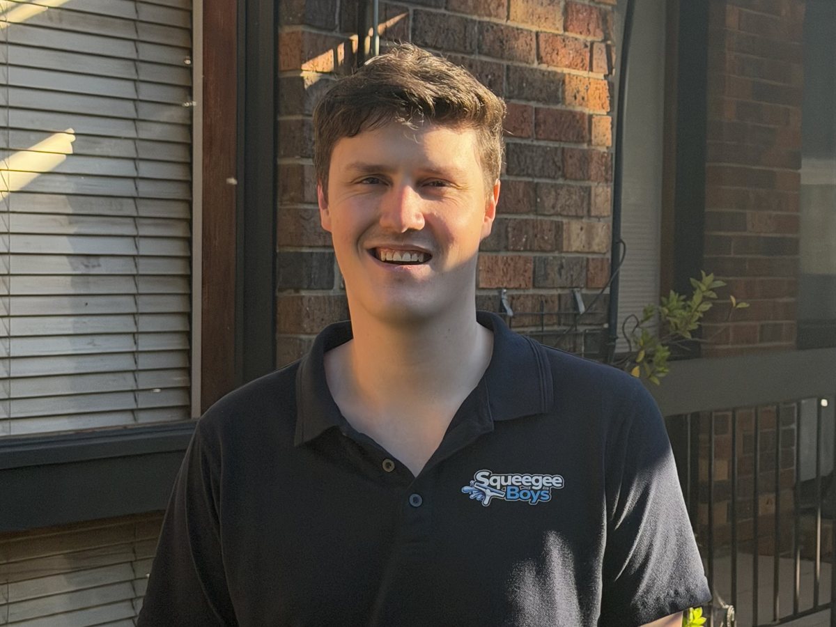 Nathan Long, co-founder of Squeegee Boys, in uniform on the job in Melbourne